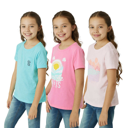 Kit com 3 camisetas importadas Eddie Bauer infantil menina