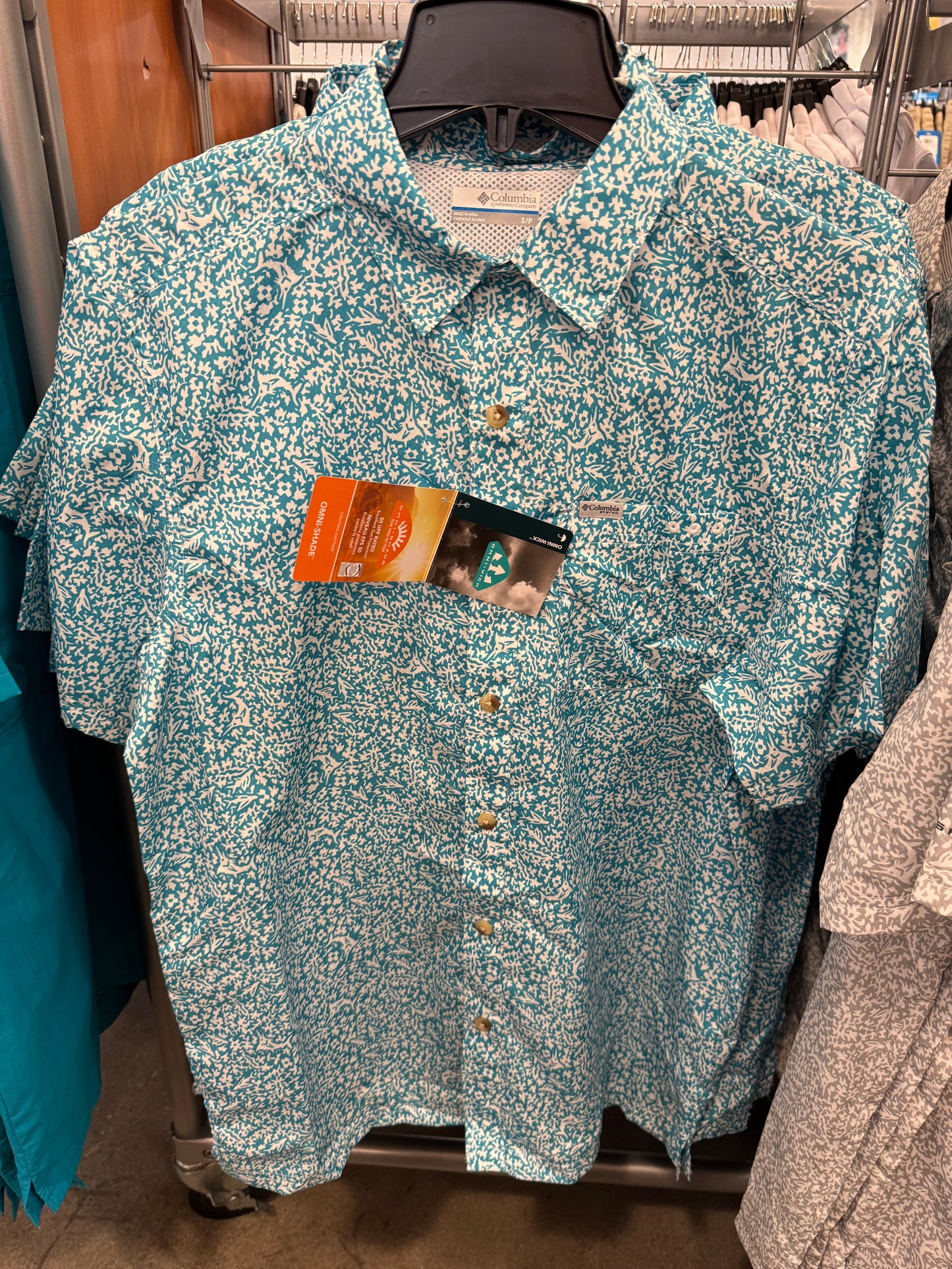 Camisa importada COLUMBIA masculina de botão manga curta com filtro solar PFG