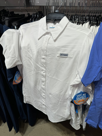 Camisa importada COLUMBIA feminina de botão manga curta com filtro solar