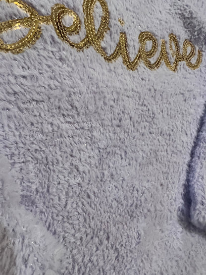 Blusa de lã lilás com glitter e bordado em lantejoulas CARTER'S